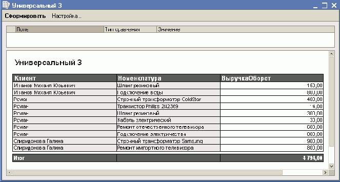 Отчет УниверсальныйЗ
