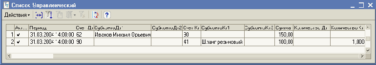 Добавление движений по регистру бухгалтерии Управленческий в документ ОказаниеУслуги